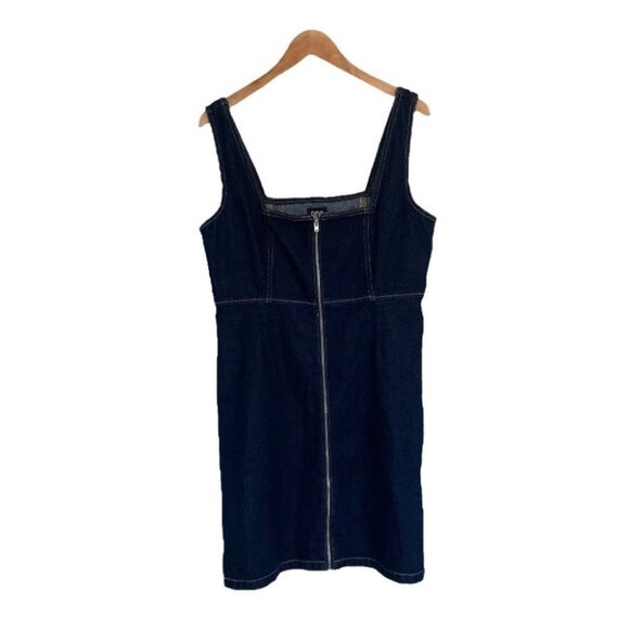 BDG Urban Outfitters Denim Zip Up Mini Dress Tank Blue Denim Size 10 US - Picture 1 of 10